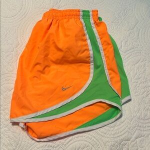 Nike Bright Orange and Green Sports Shorts